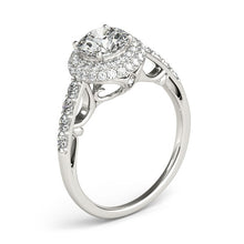 Load image into Gallery viewer, 14k White Gold Halo Style Diamond Engagement Pave Shank Ring (1 1/2 cttw)
