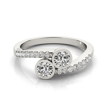 Load image into Gallery viewer, 14k White Gold Round Bezel Setting Two Stone Diamond Ring (5/8 cttw)
