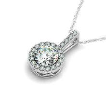 Load image into Gallery viewer, 14k White Gold Diamond Halo Round Style Pendant (5/8 cttw)
