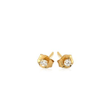 Load image into Gallery viewer, 14k Yellow Gold Stud Earrings with Faceted White Cubic Zirconia
