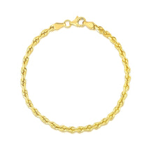 Load image into Gallery viewer, 4.0mm 10k Yellow Gold Solid Diamond Cut Rope Bracelet
