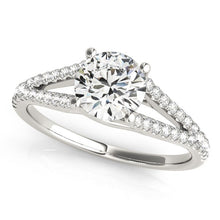 Load image into Gallery viewer, 14k White Gold Split Shank Round Pronged Diamond Engagement Ring (1 1/8 cttw)
