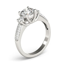 Load image into Gallery viewer, 14k White Gold 3 Stone Pave Set Band Diamond Engagement Ring (1 7/8 cttw)
