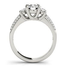 Load image into Gallery viewer, 14k White Gold 3 Stone Pave Set Band Diamond Engagement Ring (1 7/8 cttw)
