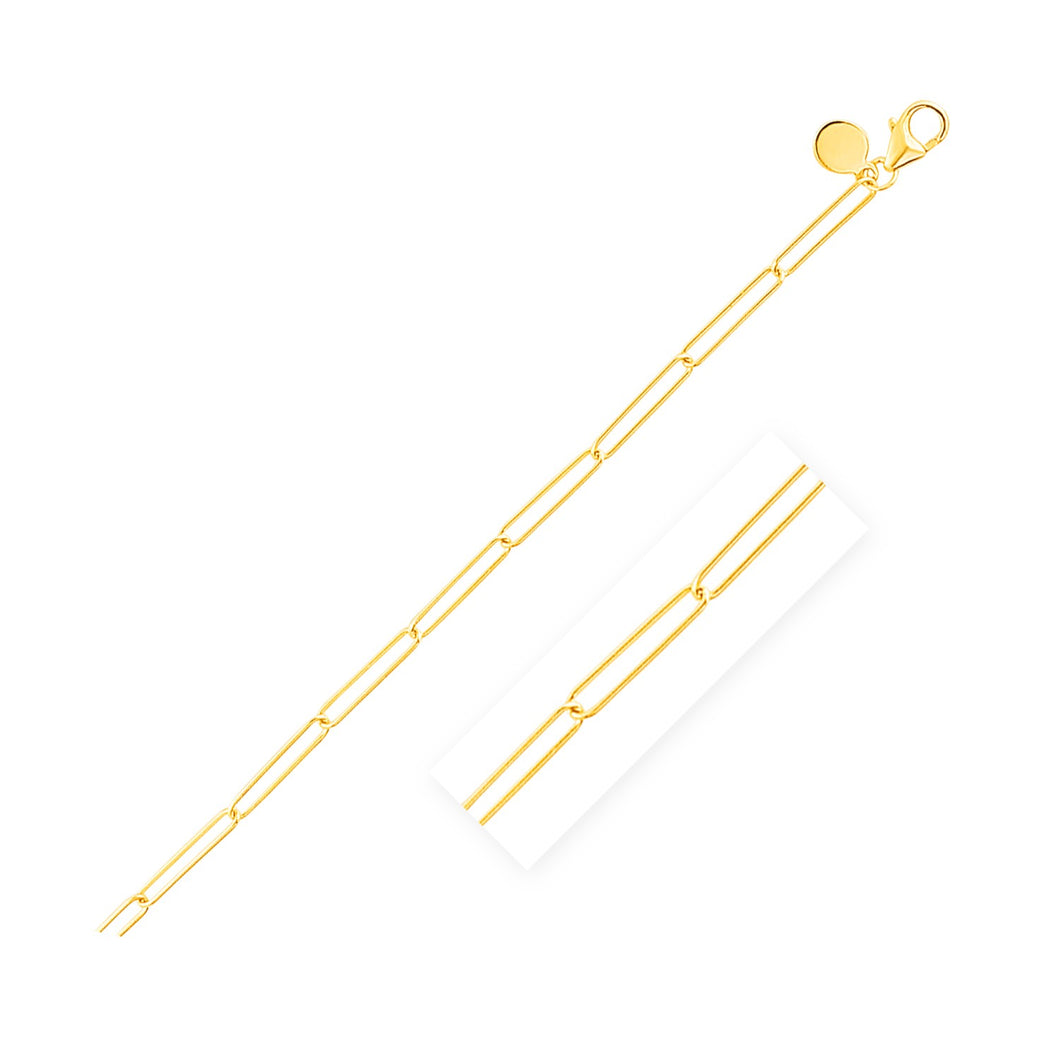 14k Yellow Gold Wire Paperclip Bracelet (2.7mm)