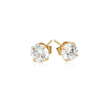 Load image into Gallery viewer, 14k Yellow Gold Stud Earrings with White Hue Faceted Cubic Zirconia
