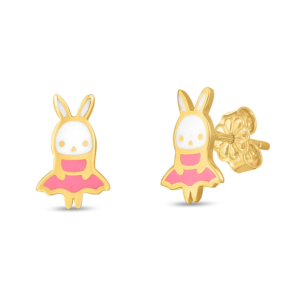 14k Yellow Gold Bunny Studs-0