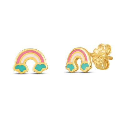 14k Yellow Gold Rainbow Studs-0