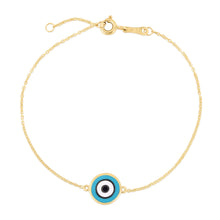 Load image into Gallery viewer, 14k Yellow Gold Blue Evil Eye Bracelet-1
