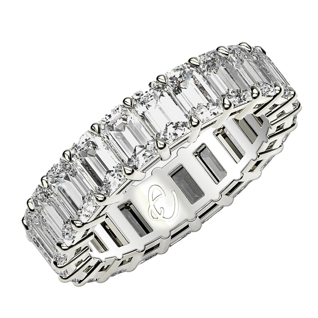 Emerald Cut Lab Grown Diamond Eternity Ring in 14k White Gold (4 cttw FG/VS2)-0