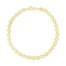 Load image into Gallery viewer, 14k Yellow Gold High Polish Textured Puffed Oval Link Bracelet (3.8mm)
