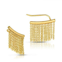 Load image into Gallery viewer, 14k Yellow Gold Ear Climber Earring with Fringe Chain Links-0
