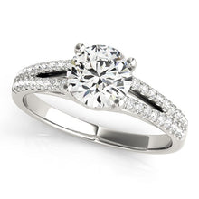 Load image into Gallery viewer, 14k White Gold Split Shank Round Diamond Engagement Ring (1 1/8 cttw)
