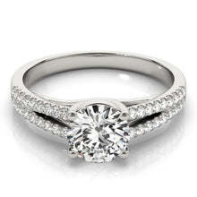 Load image into Gallery viewer, 14k White Gold Split Shank Round Diamond Engagement Ring (1 1/8 cttw)
