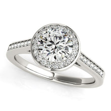 Load image into Gallery viewer, 14k White Gold Halo Round Diamond Engagement Ring (1 1/4 cttw)
