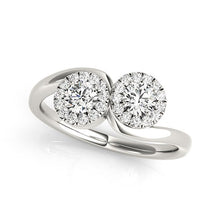 Load image into Gallery viewer, 14k White Gold Halo Set Round Two Stone Diamond Ring (3/8 cttw)
