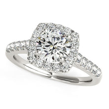 Load image into Gallery viewer, Square Shape Halo Diamond Engagement Ring in 14k White Gold (1 1/2 cttw)
