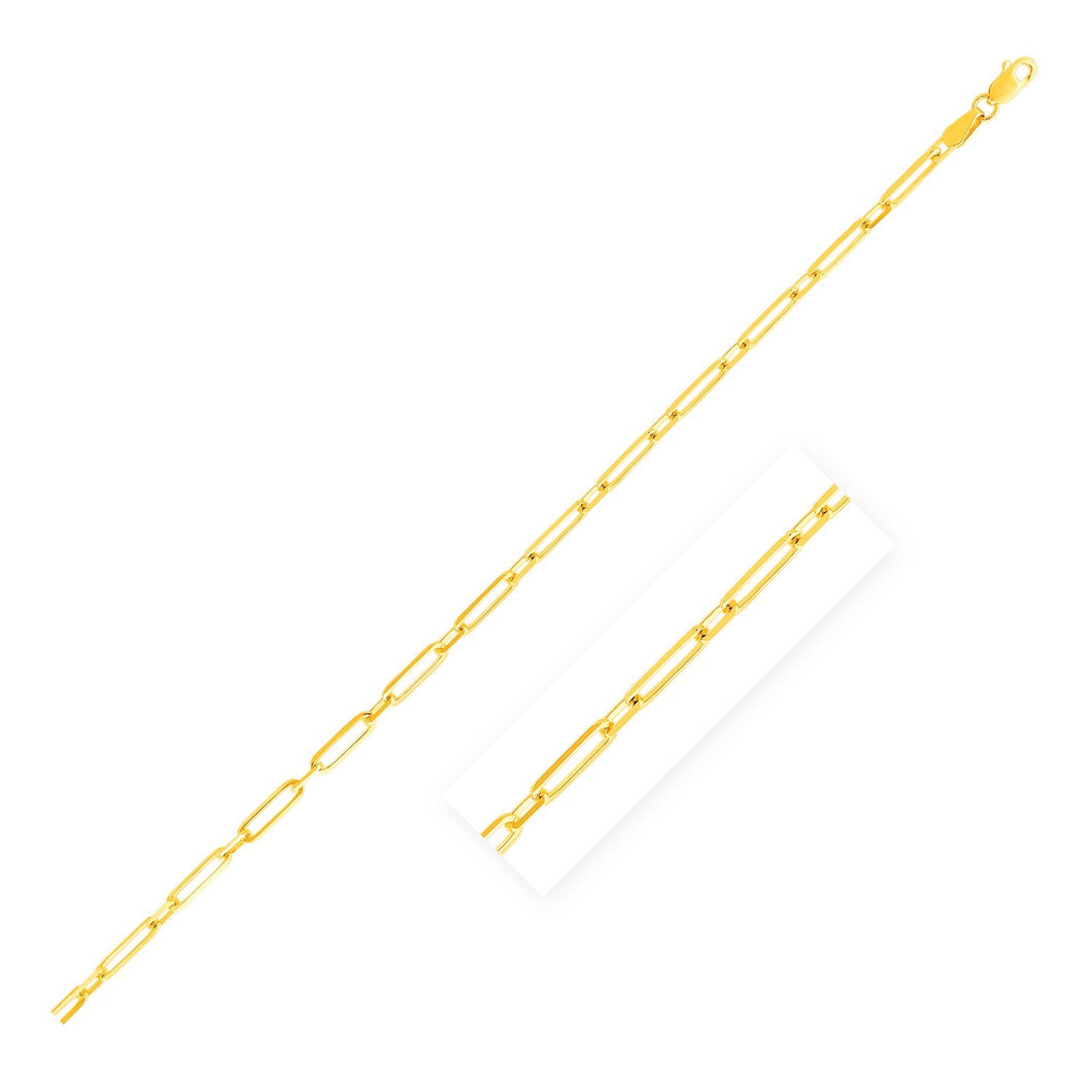 14k Yellow Gold Alternating Paperclip Anklet (2.8mm)-0