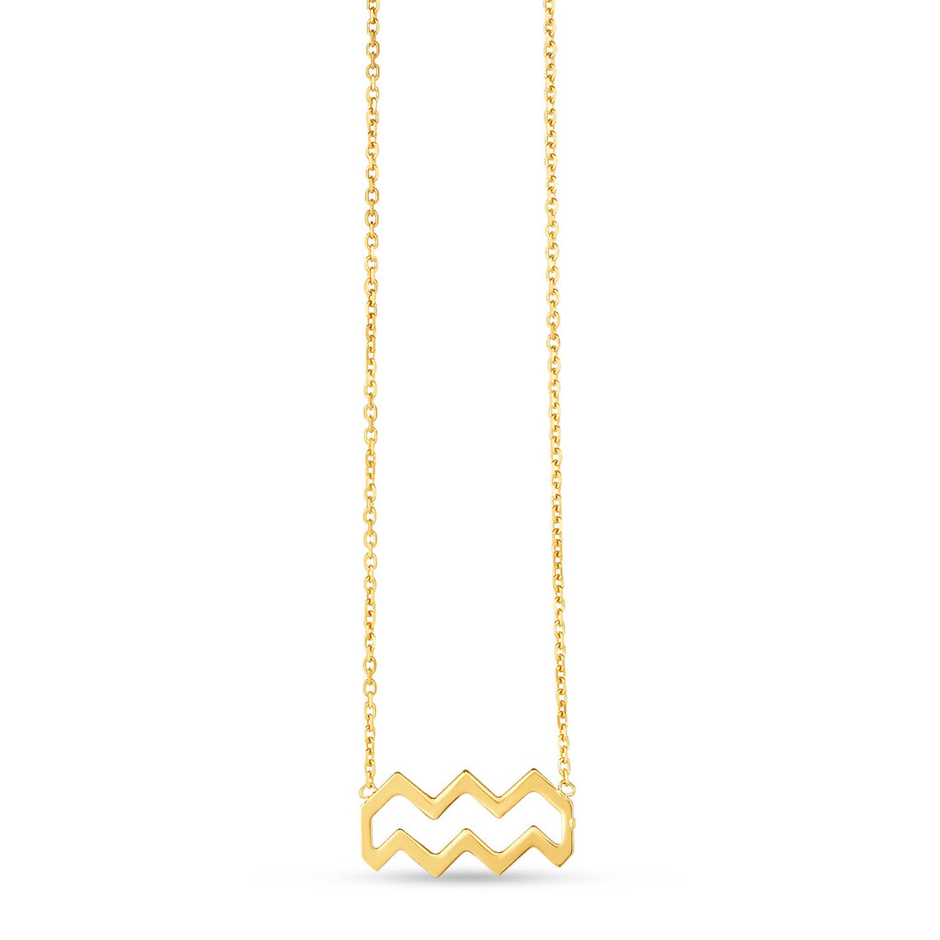 14K Yellow Gold Aquarius Necklace-0