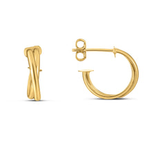 Load image into Gallery viewer, 14k Yellow Gold Crossover Hoops-0
