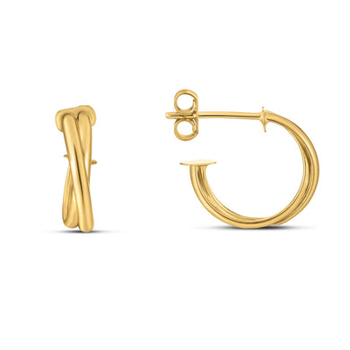 14k Yellow Gold Crossover Hoops-0