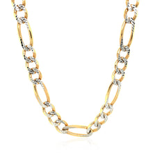 Load image into Gallery viewer, 7.0mm 14K Yellow Gold Solid Pave Figaro Chain
