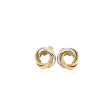 Load image into Gallery viewer, 14k Two-Tone Gold Multi-Textured Open Circle Style Entwined Earrings
