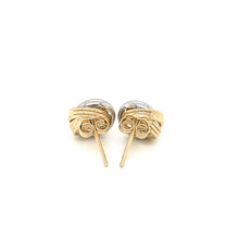 Load image into Gallery viewer, 14k Two-Tone Gold Multi-Textured Open Circle Style Entwined Earrings
