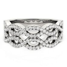 Load image into Gallery viewer, Diamond Studded Double Interlocking Waves Ring in 14k White Gold  (5/8 cttw)
