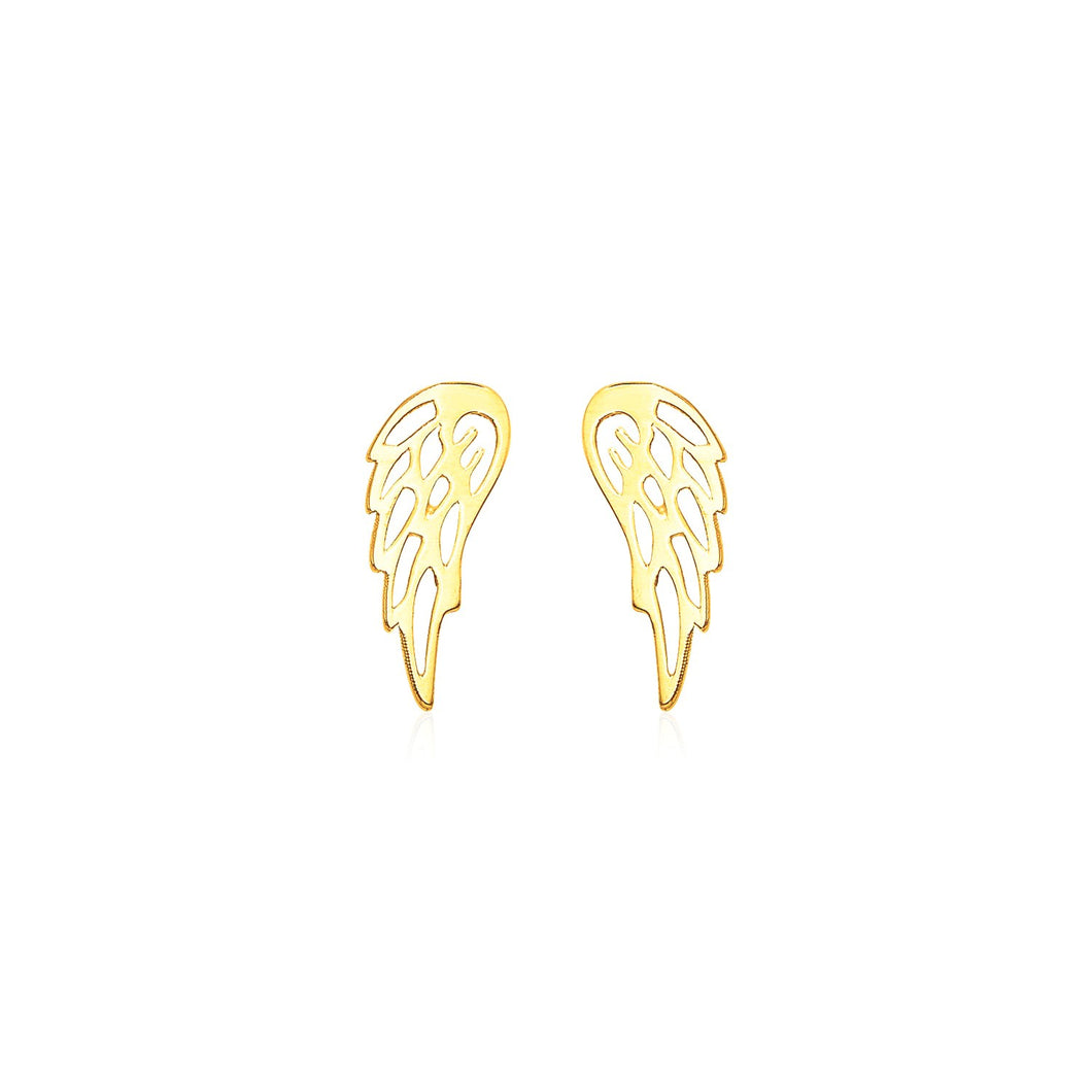 14k Yellow Gold Polished Wing Post Earrings