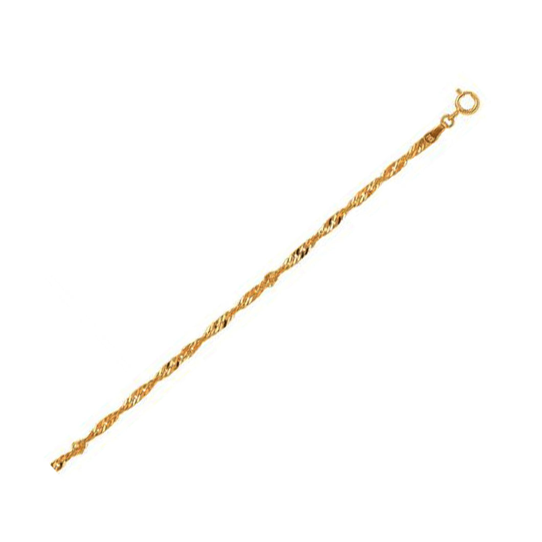 10k Yellow Gold Singapore Bracelet 2.2mm-0