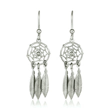 Load image into Gallery viewer, Sterling Silver Dream Catcher Dangle Earrings
