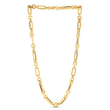 Load image into Gallery viewer, 14k Yellow Gold Italian Alternating Paperclip Round Links Chain Necklace-0
