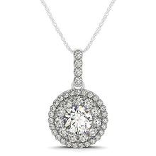 Load image into Gallery viewer, 14k White Gold Diamond Halo Round Shape Pendant (1 1/4 cttw)
