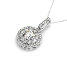 Load image into Gallery viewer, 14k White Gold Diamond Halo Round Shape Pendant (1 1/4 cttw)
