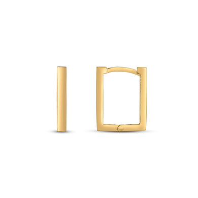 14k Yellow Gold Rectangle Huggie Hoops-0