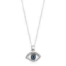 Load image into Gallery viewer, Sterling Silver Evil Eye Pendant with Cubic Zirconias
