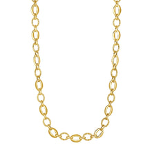 Load image into Gallery viewer, Shiny and Textured Oval Link Necklace in 14k Yellow Gold
