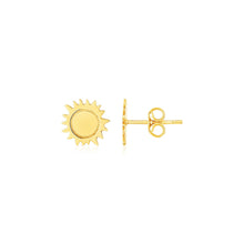 Load image into Gallery viewer, 14K Yellow Gold Sun Earrings
