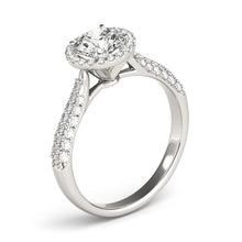 Load image into Gallery viewer, 14k White Gold Halo Diamond Engagement Ring with Pave Band (1 1/3 cttw)
