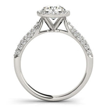 Load image into Gallery viewer, 14k White Gold Halo Diamond Engagement Ring with Pave Band (1 1/3 cttw)
