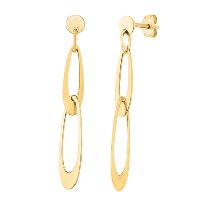 14k Yellow Gold Italian Oval Link Earrings-0