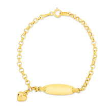 Load image into Gallery viewer, 14k Yellow Gold Heart Accented Children&#39;s Cable Chain ID Bracelet
