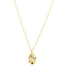 Load image into Gallery viewer, 14k Yellow Gold High Polish Oval Gemstone Inlay Necklace
