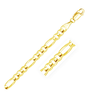 5.3mm 10k Yellow Gold Link Figaro Bracelet-0