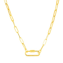 Load image into Gallery viewer, 14k Yellow Gold Paperclip Chain Necklace with Oval Carabiner Clasp
