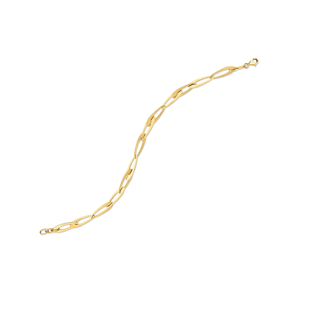 14k Yellow Gold Italian Oval Links Bracelet-0