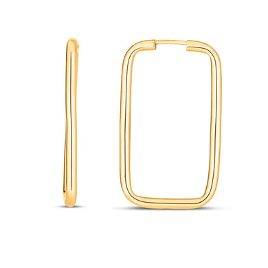 14k Yellow Gold Endless Rectangle Hoops-0