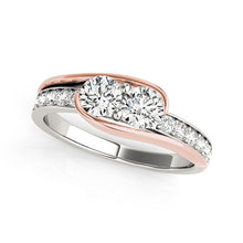 Load image into Gallery viewer, Two Stone Diamond Ring in 14k White And Rose Gold (3/4 cttw)
