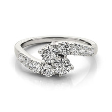 Load image into Gallery viewer, 14k White Gold Two Stone Overlap Design Diamond Ring (1 cttw)
